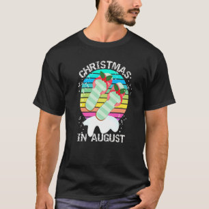 T-shirt Noël En Août Mistletoe Sandales Été Sunse