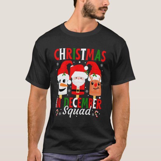 T-shirt Noël En Décembre Squad Ice Pops Santa Hat Fun (Devant)