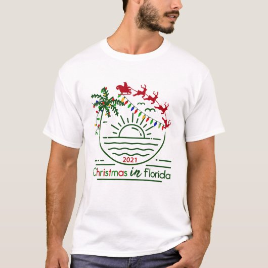 T-shirt Noël En Floride 2021 Palm Tree Tropical Chris (Devant)