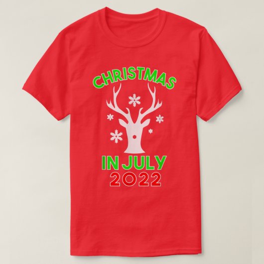 T-shirt Noël En Juillet 2022 Reindeer Snow Joyeux Père Noë (Design devant)