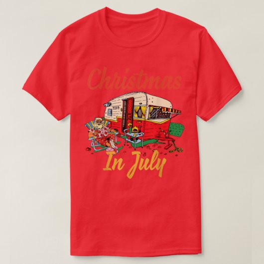 T-shirt Noël En Juillet Camping Camping (Design devant)
