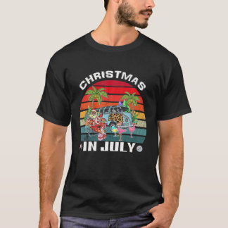 T-shirt Noël En Juillet Camping Funny Père Noël Vacat D'Ét