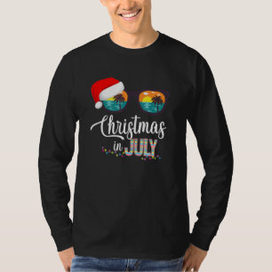 T-shirt Noël en juillet chapeau de Père Noël lunettes de s