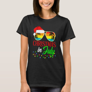 T-shirt Noël En Juillet Chat Lunettes De Soleil Été Mignon