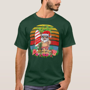 T-shirt Noël En Juillet Costume De Fête Père Noël Surfing