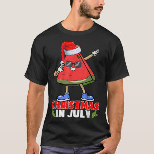 T-shirt Noël En Juillet Drôle Dabbing Watermelon Xmas Tr