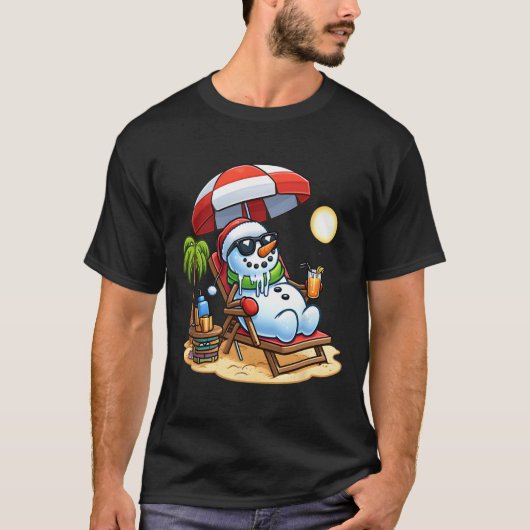 T-shirt Noël En Juillet Drôle Snowman Summer Fun Beach H (Devant)