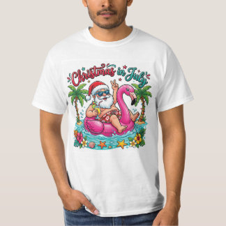 T-shirt Noël en juillet Été Père Noël Plage PNG