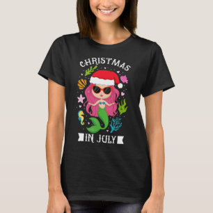 T-shirt Noël en juillet Femmes Filles Sirène Plage Été
