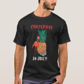 T-shirt Noël En Juillet Flamant rose Ananas Été Noël P (Devant)
