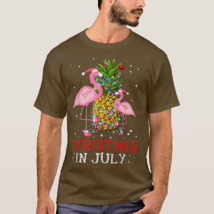 T-shirt Noël en juillet Flamant rose drôle ananas été
