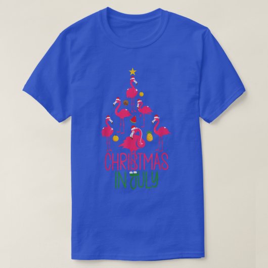 T-shirt Noël En Juillet Flamant rose mignon (Design devant)