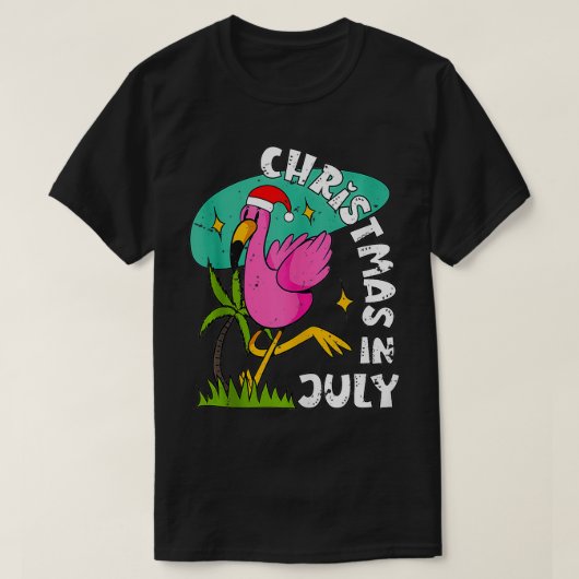 T-shirt Noël En Juillet Flamant rose Plage Cute Été Chris (Design devant)