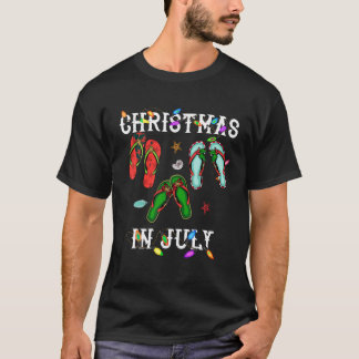 T-shirt Noël En Juillet Flip Flop Noël Été Lumière