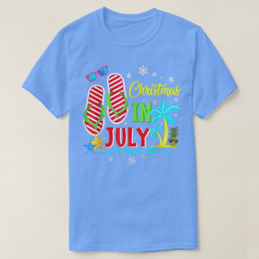 T-shirt Noël En Juillet Flip Flops Funny Beach Summer Va (Design devant)