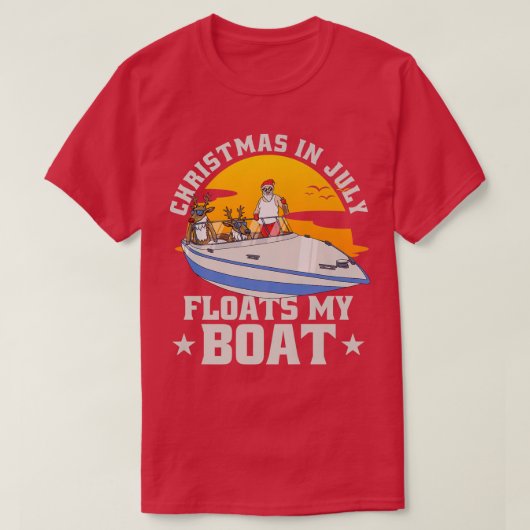 T-shirt Noël en juillet Flotte mon bateau avec Père Noël R (Design devant)
