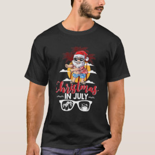 T-shirt Noël En Juillet Funny Père Noël Beach Vacance Été