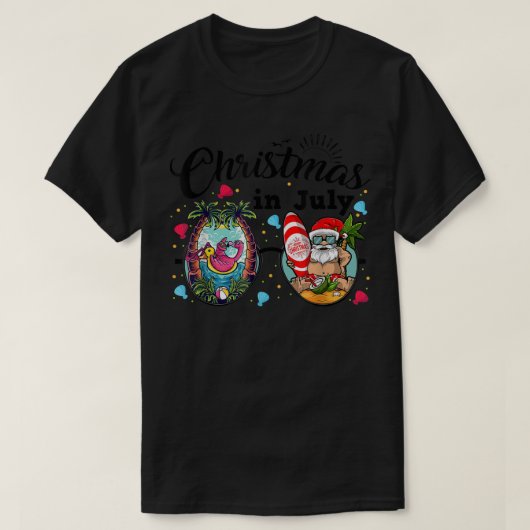 T-shirt Noël En Juillet Funny Père Noël Summer Beach Vacat (Design devant)