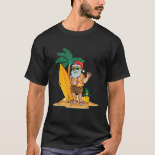 T-shirt Noël en juillet Funny Père Noël Summer Surf Hawaii