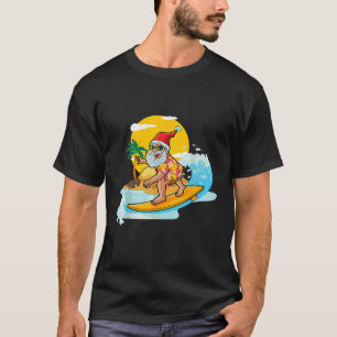 T-shirt Noël en Juillet Funny Père Noël Surf été Aloha