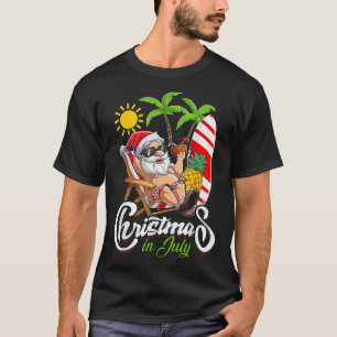 T-shirt Noël En Juillet Funny Père Noël Surf Summer Beach