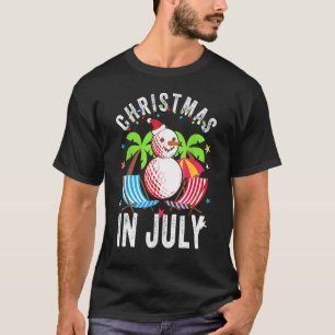 T-shirt Noël En Juillet Golf Ball Santa Hat Fête Été