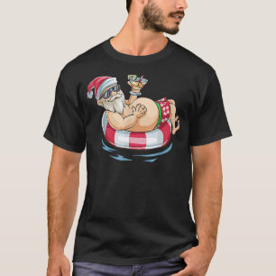 T-shirt Noël En Juillet Hawaii Père Noël Floatie Été 1