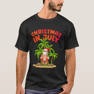 T-shirt Noël En Juillet Hawaii Santa Claus Tee Hawaiian