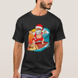 T-shirt Noël en juillet Hawaiian Père Noël Surfing Mele Ka