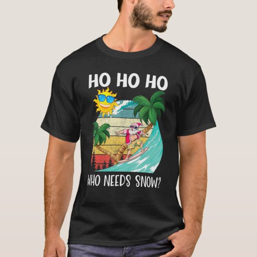 T-shirt Noël En Juillet Humour Père Noël Surfing Summer Be (Devant)