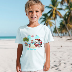 T-shirt Noël En Juillet Joli Père Noël Nom Été Enfants