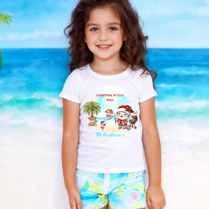 T-Shirt Noël En Juillet Joli Père Noël Tropical Nom Été