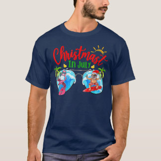 T-shirt Noël En Juillet Lunettes de soleil Père Noël Beach