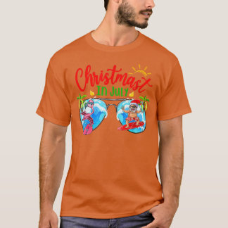 T-shirt Noël En Juillet Lunettes de soleil Père Noël Beach