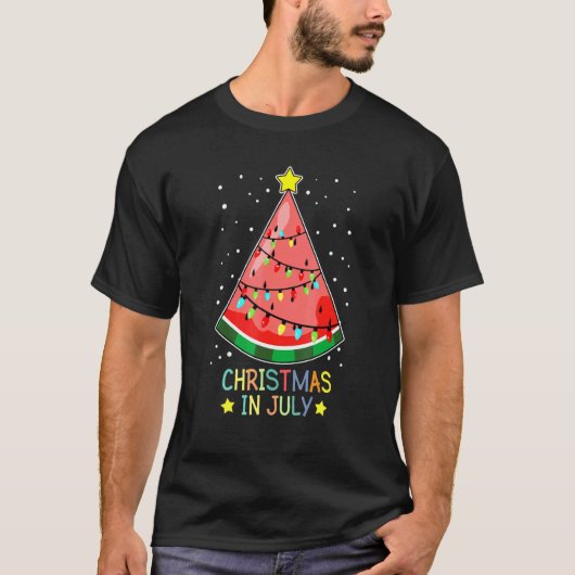 T-shirt Noël En Juillet Melon Noël Arbre Été (Devant)