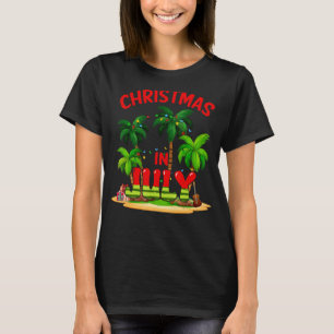 T-shirt Noël En Juillet Palm Tre Xmas Arbre Lumière Été