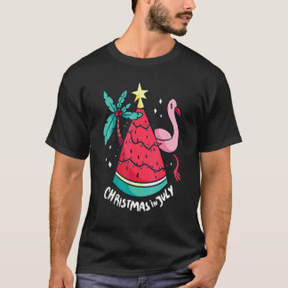 T-shirt Noël En Juillet Palm Tree Watermelon Et Flamme