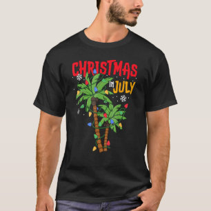 T-shirt Noël En Juillet Palm Tree Xmas Tree Tropical Haw