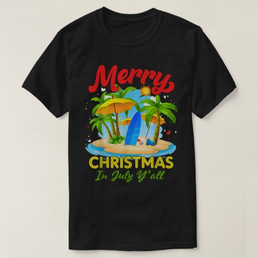 T-shirt Noël en juillet Palmier Arbre de Noël Plage d'Arbr (Design devant)