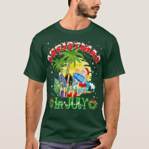 T-shirt Noël En Juillet Palmier Lumières Noël Père Noël