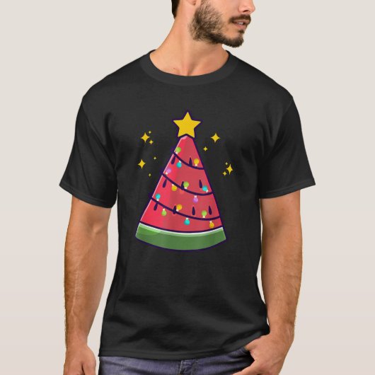 T-shirt Noël En Juillet Pastèque Été Noël Arbre mou (Devant)