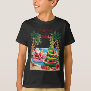 T-shirt Noël En Juillet Pastèque Noël Plage Père Noël