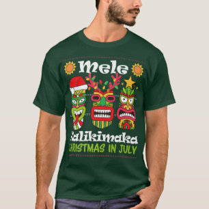 T-shirt Noël En Juillet Père Noël Hawaïen Tiki Mele Kaliki