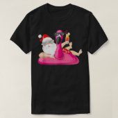 T-shirt Noël en juillet Père Noël Hawaii Flamant rose Summ (Design devant)