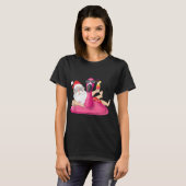 T-shirt Noël en juillet Père Noël Hawaii Flamant rose Summ (Devant entier)