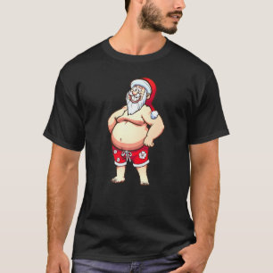 T-shirt Noël En Juillet Père Noël Hawaii Surf Été