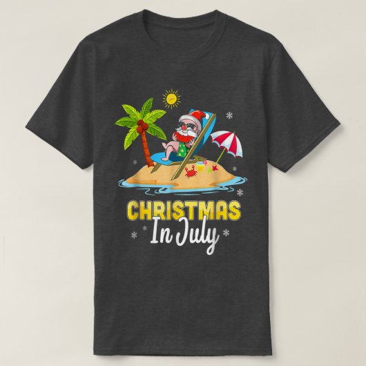 T-shirt Noël En Juillet Père Noël Hawaiian Beach Summer Va (Design devant)