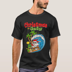 T-shirt Noël en juillet Père Noël Hawaiian Summer Surf Sur