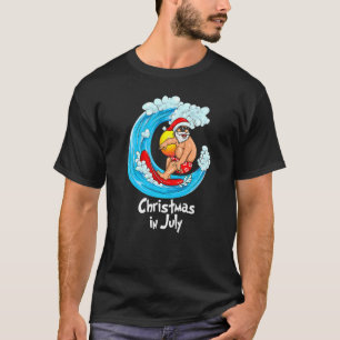 T-shirt Noël En Juillet Père Noël Hawaiian Surfing Été