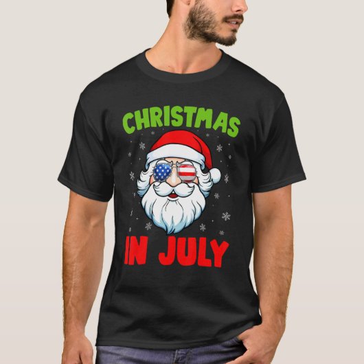 T-shirt Noël En Juillet Père Noël Nage D'Été (Devant)
